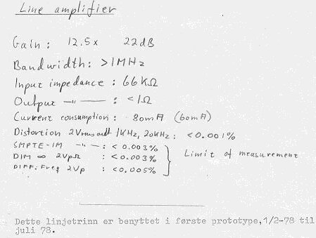 May &lsquo;78 preamplifier, line amp specifications