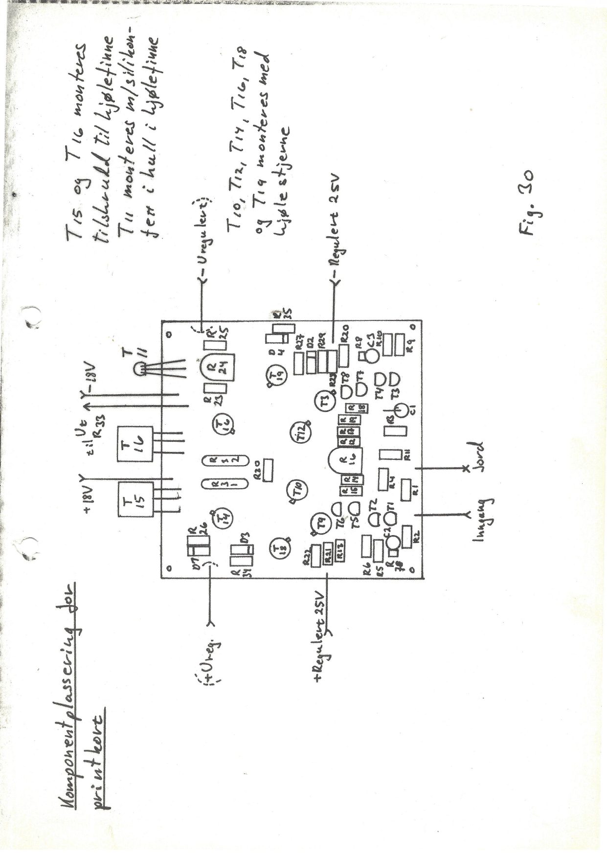 Fig. 30 — Komponentplassering, printkort