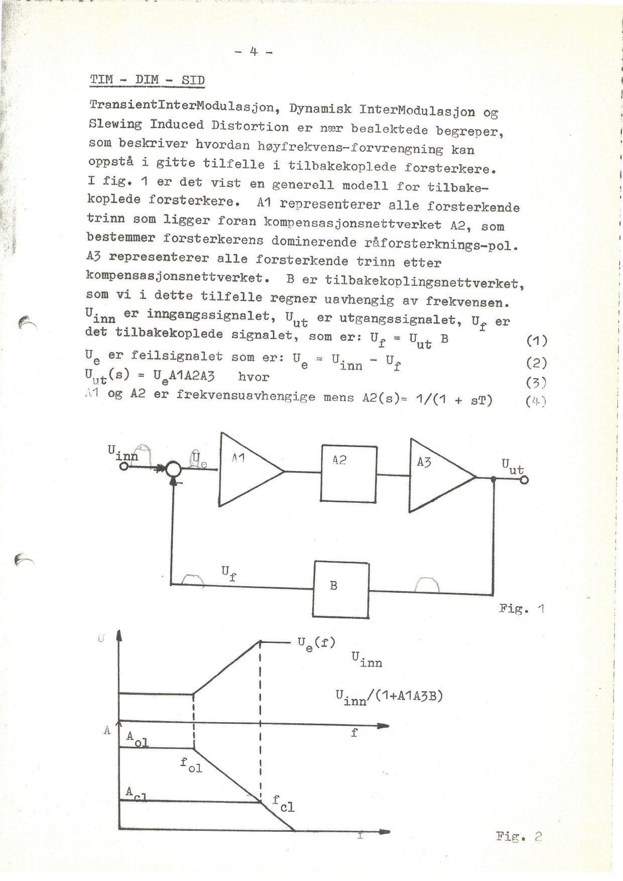 Fig. 1 og Fig. 2 — blokkdiagram og bode-plott