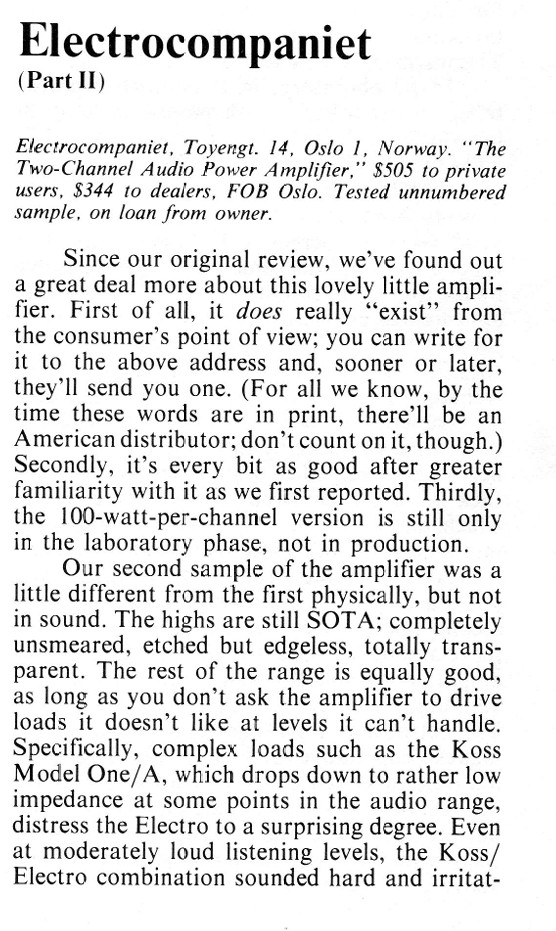 The Audio Critic 1977, page 1