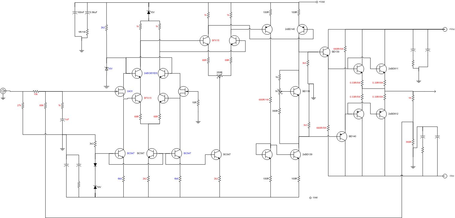 Schematic for the modified amplifier